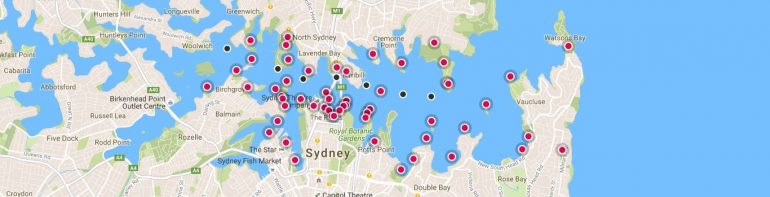 Map of the vantage points in Sydney/ source: http://www.sydneynewyearseve.com/vantage-points/