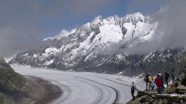 The Aletsch Glacier in the Swiss canton of Valais