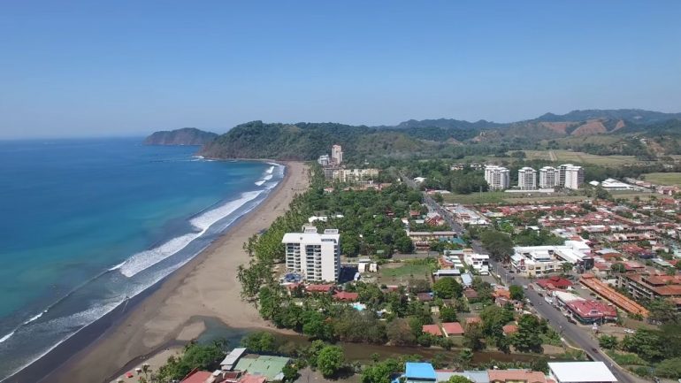 Aerial view of Jaco beach and city, Costa Rica